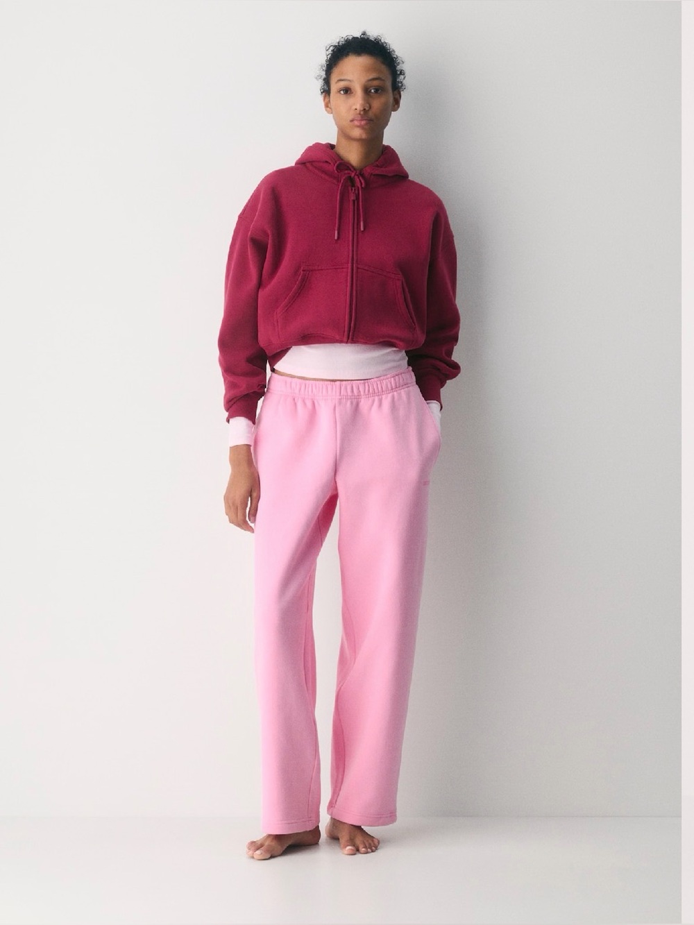 Aritzia Pink Wide-Leg Track Pants